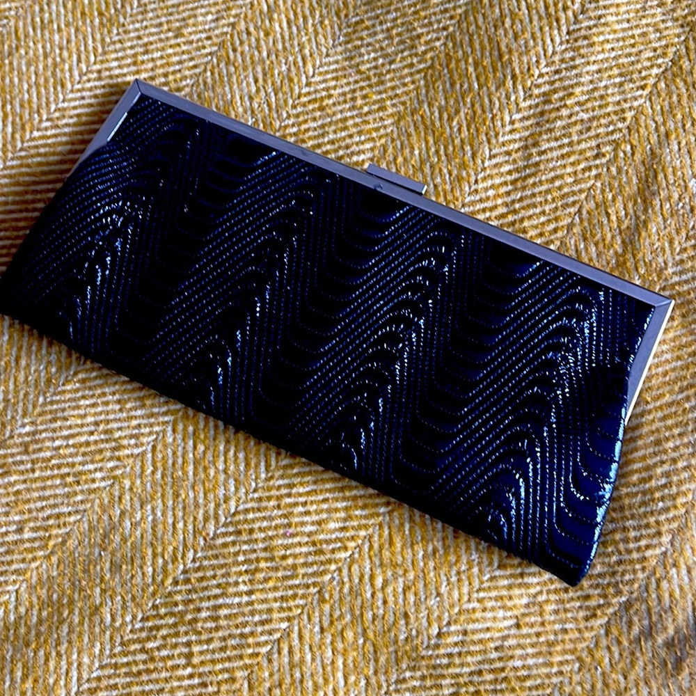 Black Leather Clutch Purse